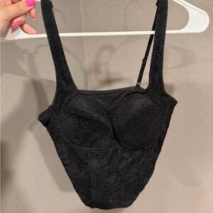Black Lace Corset Style Top - Women